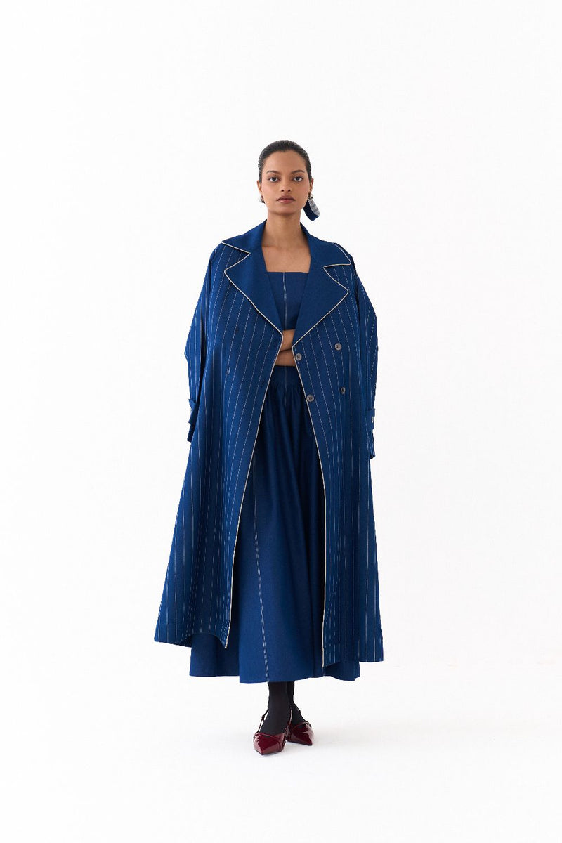 CORSET DRESS CO ORD
(SET OF 2)-DENIM BLUE by THREE in blue color for women in Singapore