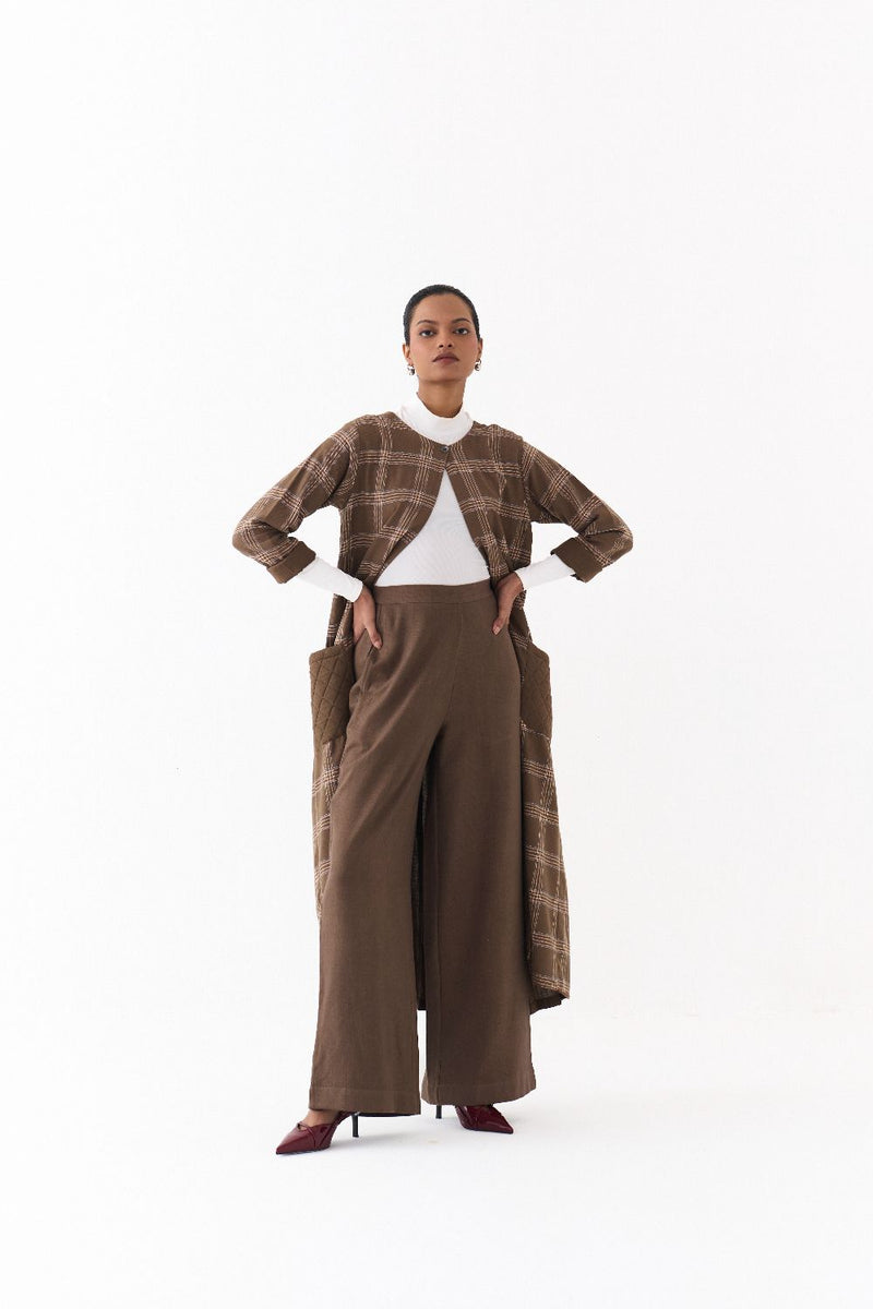 BACK PLEAT JACKET CO ORD (SET OF 2)-CEDAR by THREE for women in Singapore