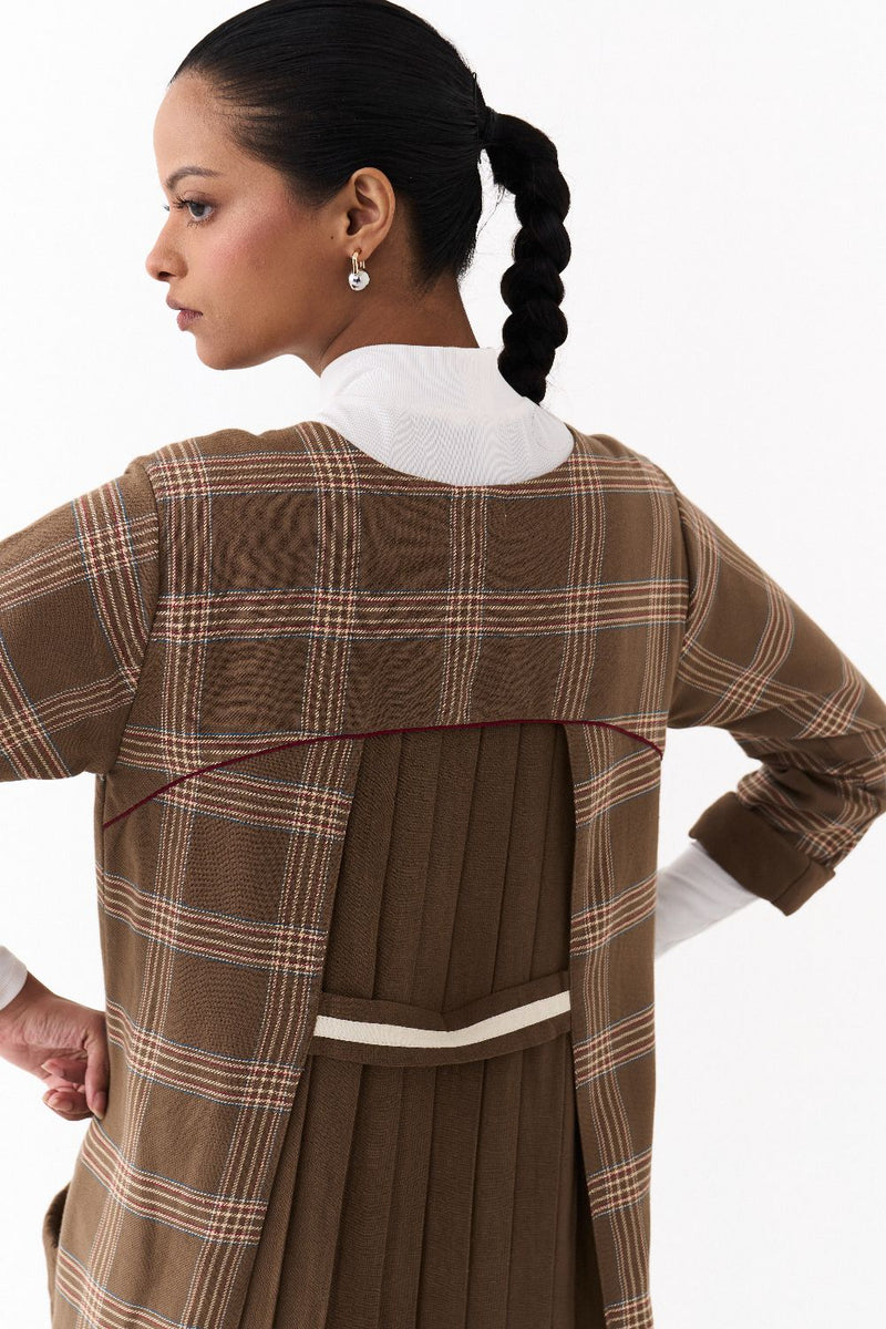 BACK PLEAT JACKET CO ORD (SET OF 2)-CEDAR by THREE for women in Singapore