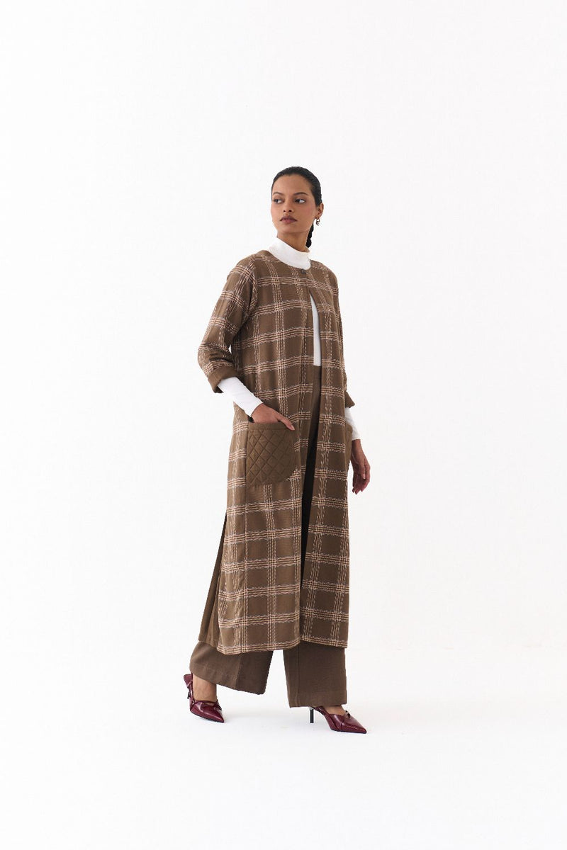 BACK PLEAT JACKET-CEDAR CHECK + CEDAR by THREE for women in Singapore