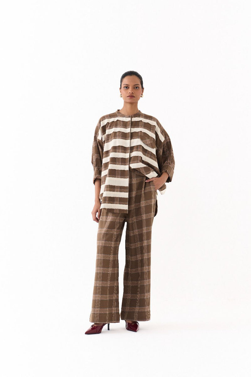 BAT SLEEVE SHIRT-CEDAR CHECK by THREE for women in Singapore