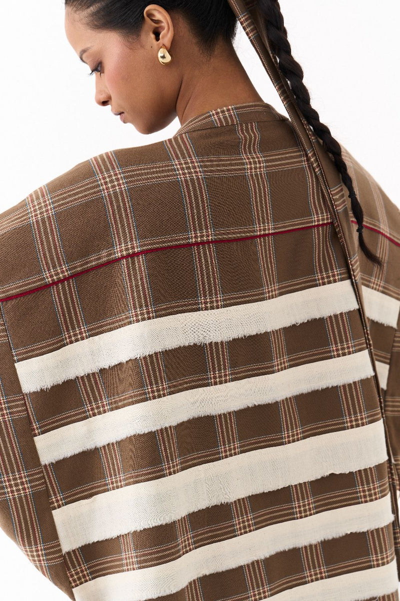 BAT SLEEVE SHIRT-CEDAR CHECK by THREE for women in Singapore