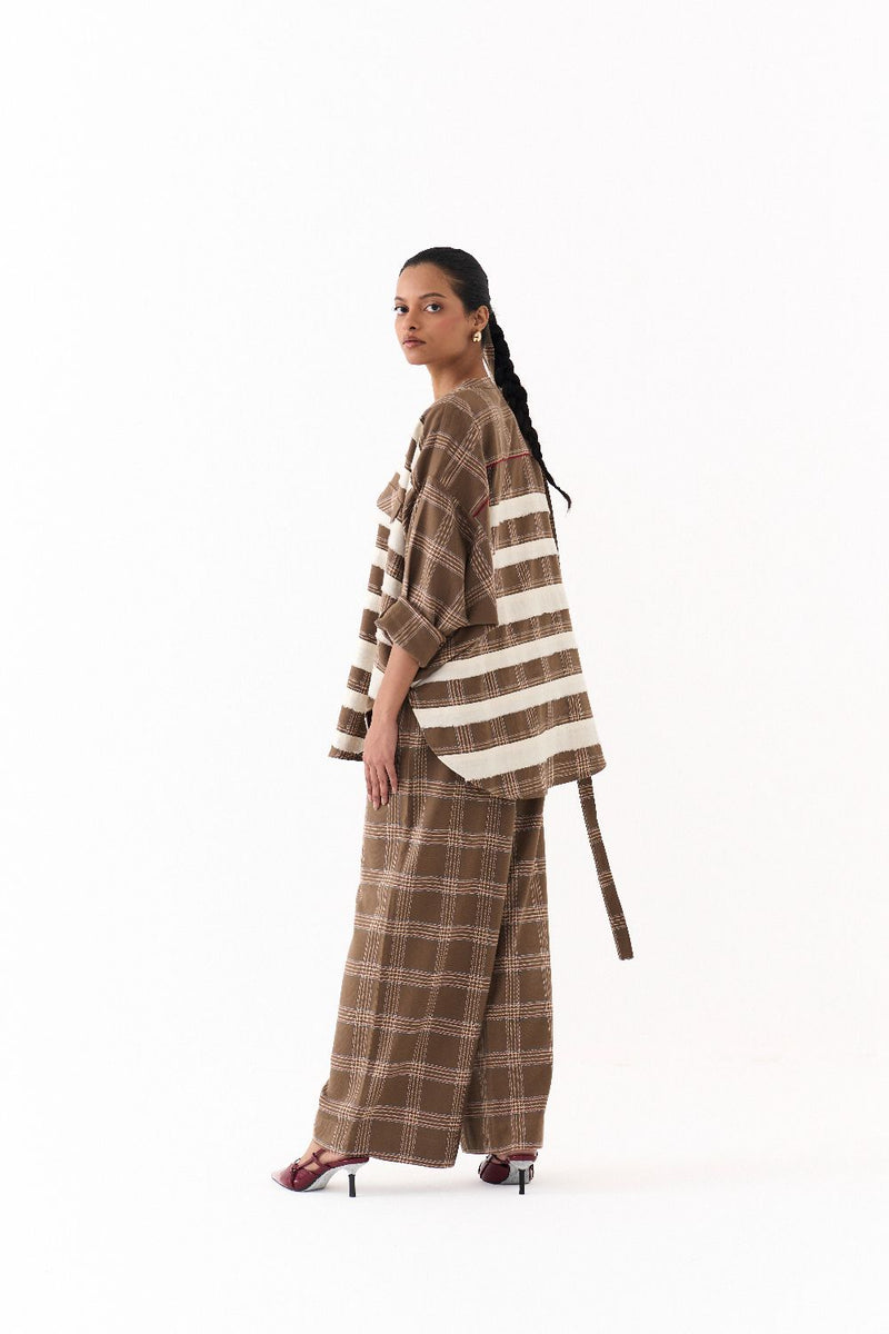 BAT SLEEVE SHIRT-CEDAR CHECK by THREE for women in Singapore