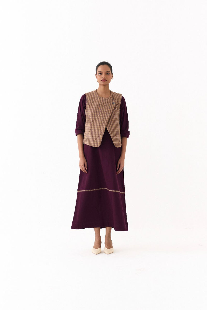 QUILTED VEST-CARAMEL mul by THREE for women in Singapore
