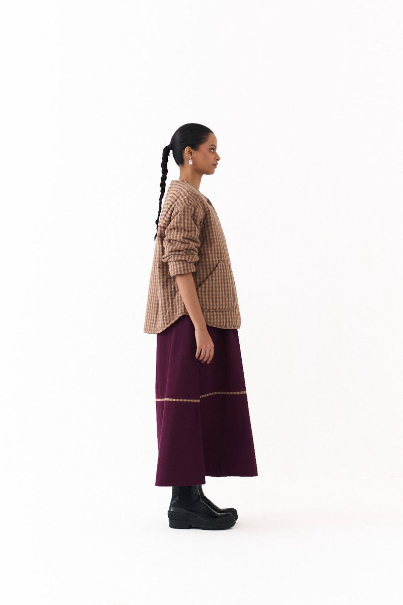 U HEM QUILTED JACKET-CARAMEL mul by THREE for women in Singapore