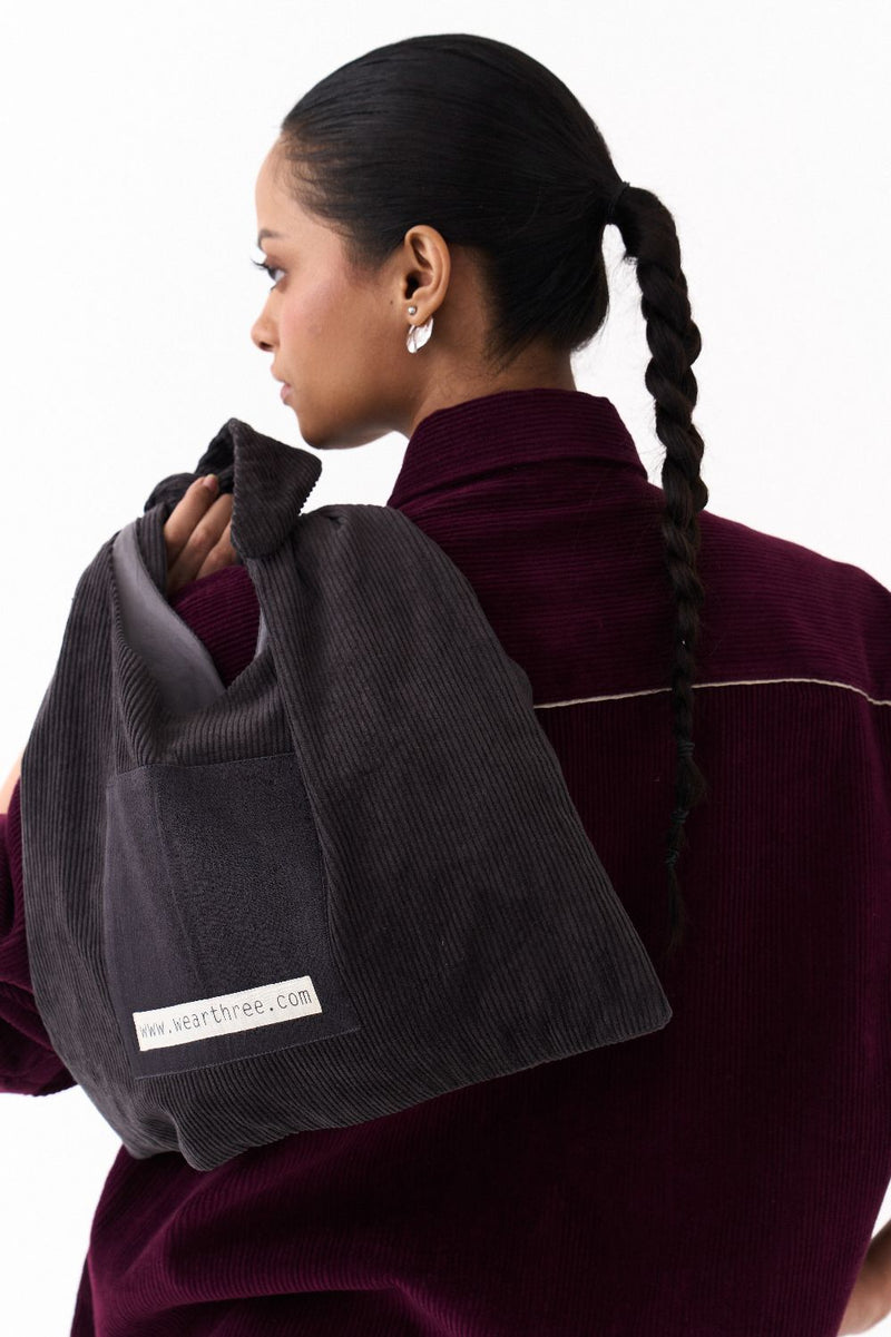 OVERSIZED U HEM SHIRT-WINE corduroy by THREE for women in Singapore