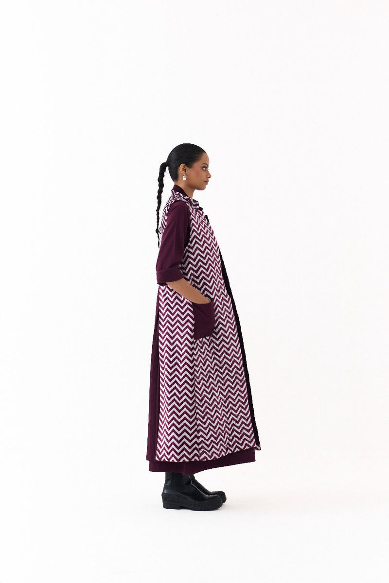 BACK PLEAT JACKET-WINE twill by THREE for women in Singapore