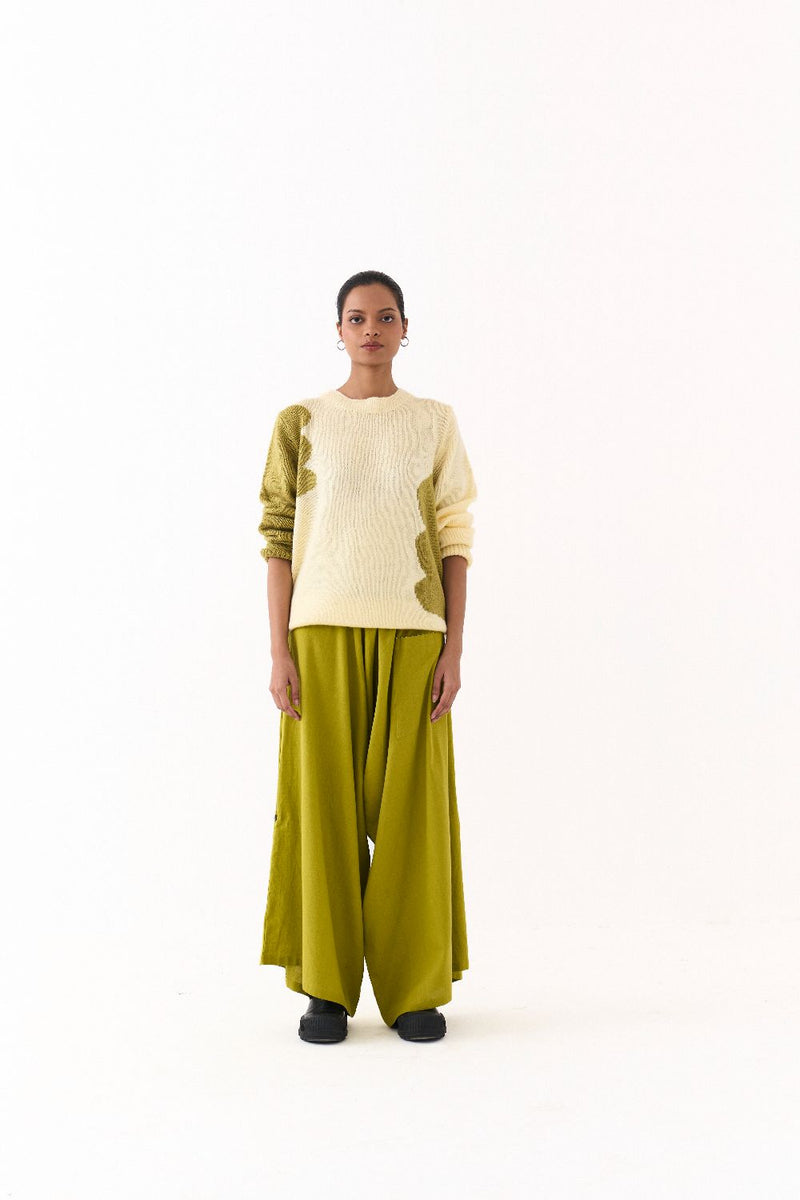 FLORAL SWEATER CO ORD (SET OF 2)-YELLOW & LIME by THREE for women in Singapore
