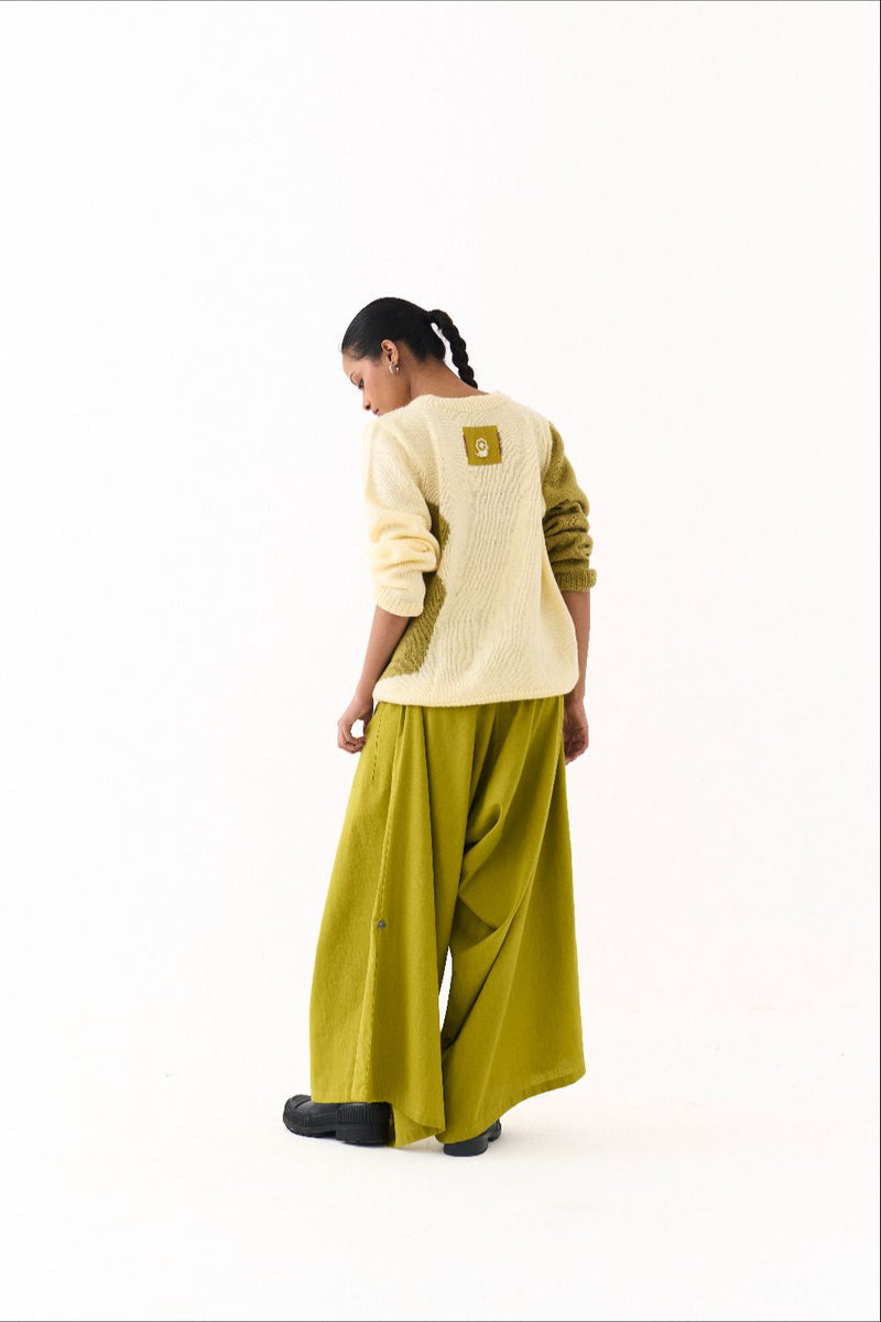 FLORAL SWEATER CO ORD (SET OF 2)-YELLOW & LIME by THREE for women in Singapore