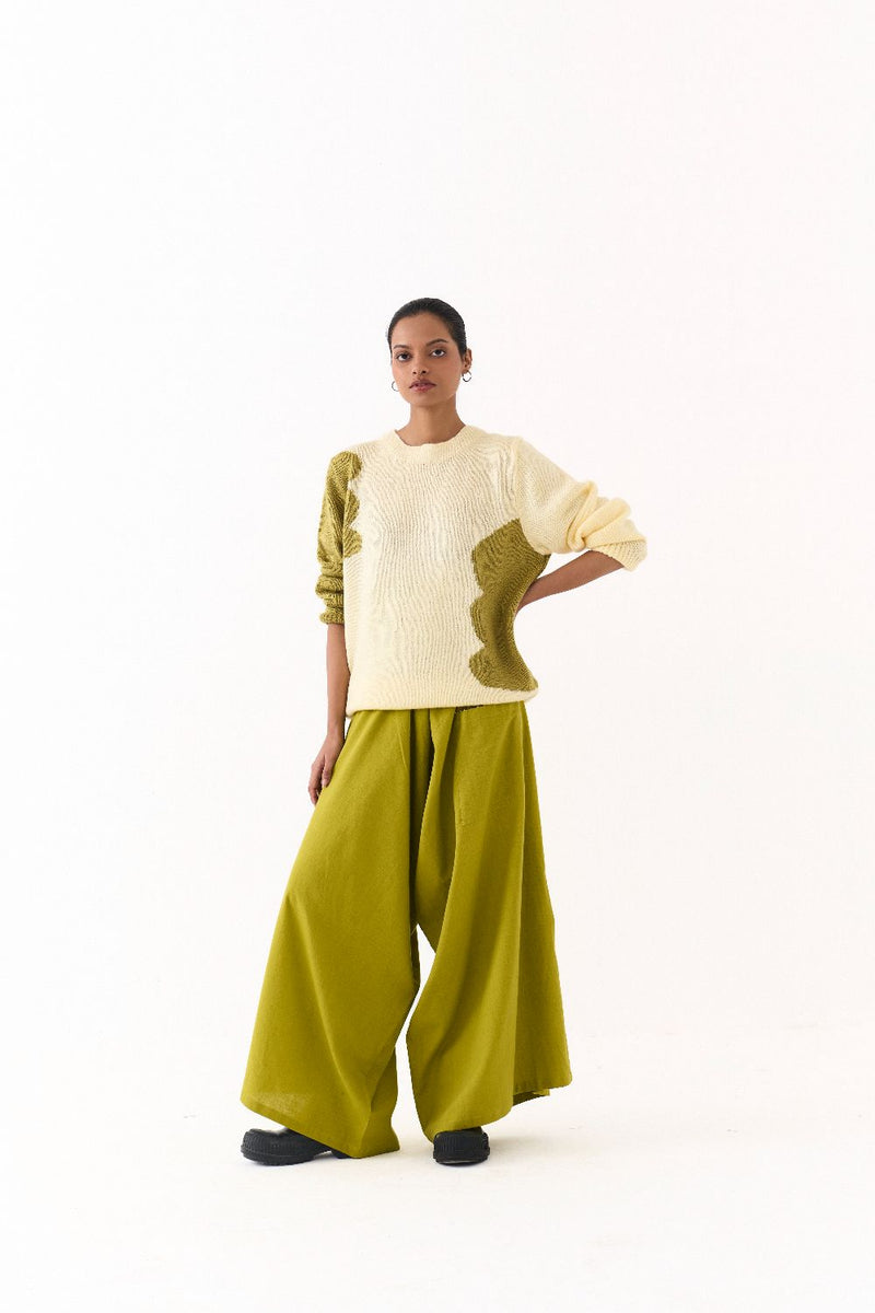 FLORAL SWEATER CO ORD (SET OF 2)-YELLOW & LIME by THREE for women in Singapore