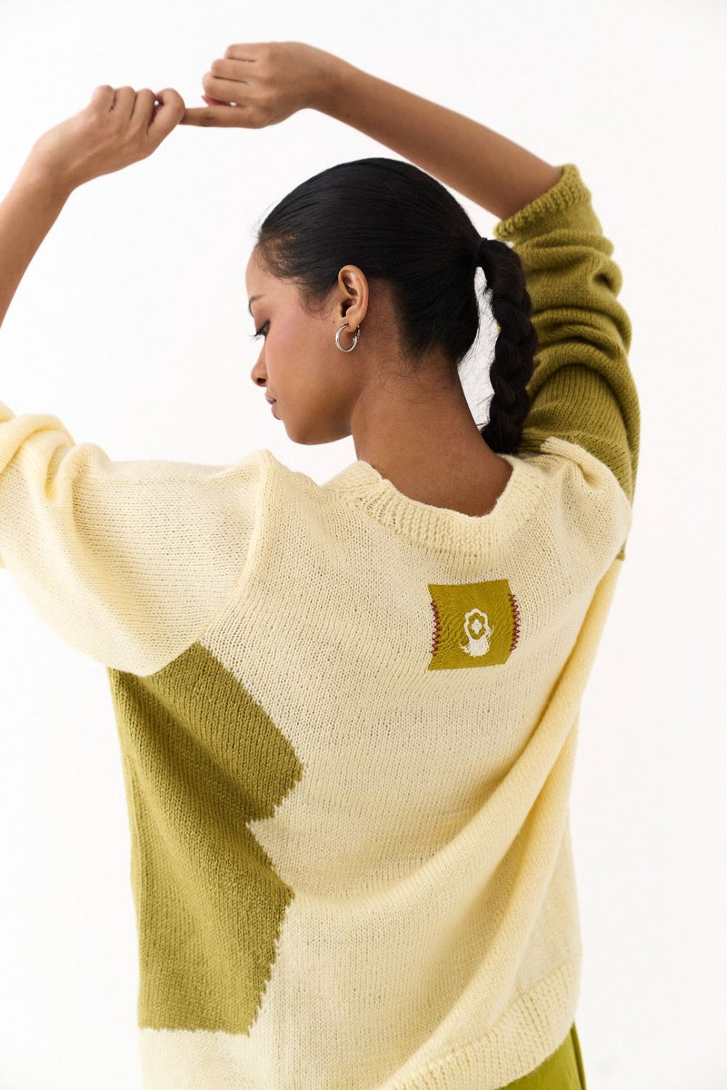 FLORAL SWEATER CO ORD (SET OF 2)-YELLOW & LIME by THREE for women in Singapore