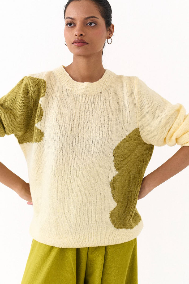 FLORAL SWEATER CO ORD (SET OF 2)-YELLOW & LIME by THREE for women in Singapore