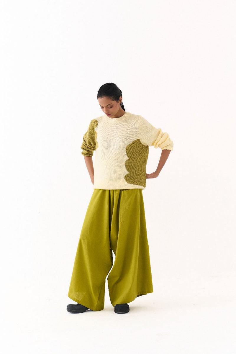 FLORAL SWEATER CO ORD (SET OF 2)-YELLOW & LIME by THREE for women in Singapore