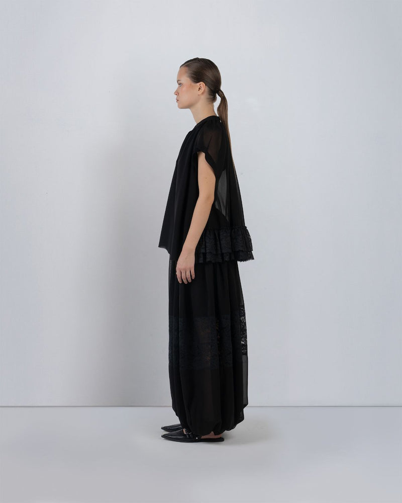 AYRE GEORGETTE TOP - Black top/shirt by Leh Studios in black for women in Singapore