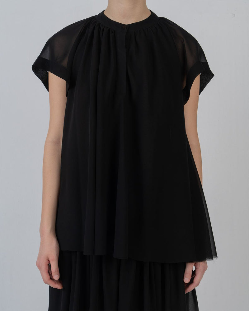 AYRE GEORGETTE TOP - Black top/shirt by Leh Studios in black for women in Singapore