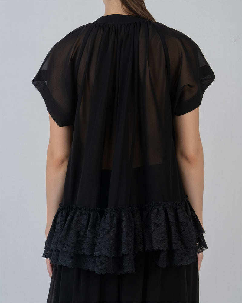 AYRE GEORGETTE TOP - Black top/shirt by Leh Studios in black for women in Singapore