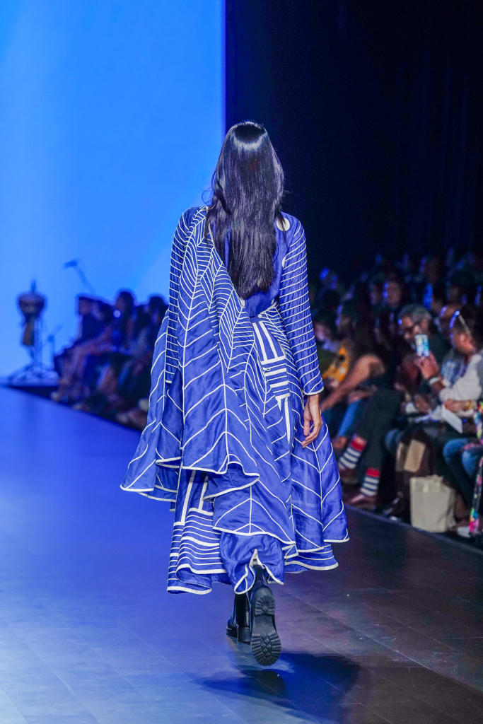 Adam Sari Dress chanderi by Ka-Sha in multi color for women in Singapore