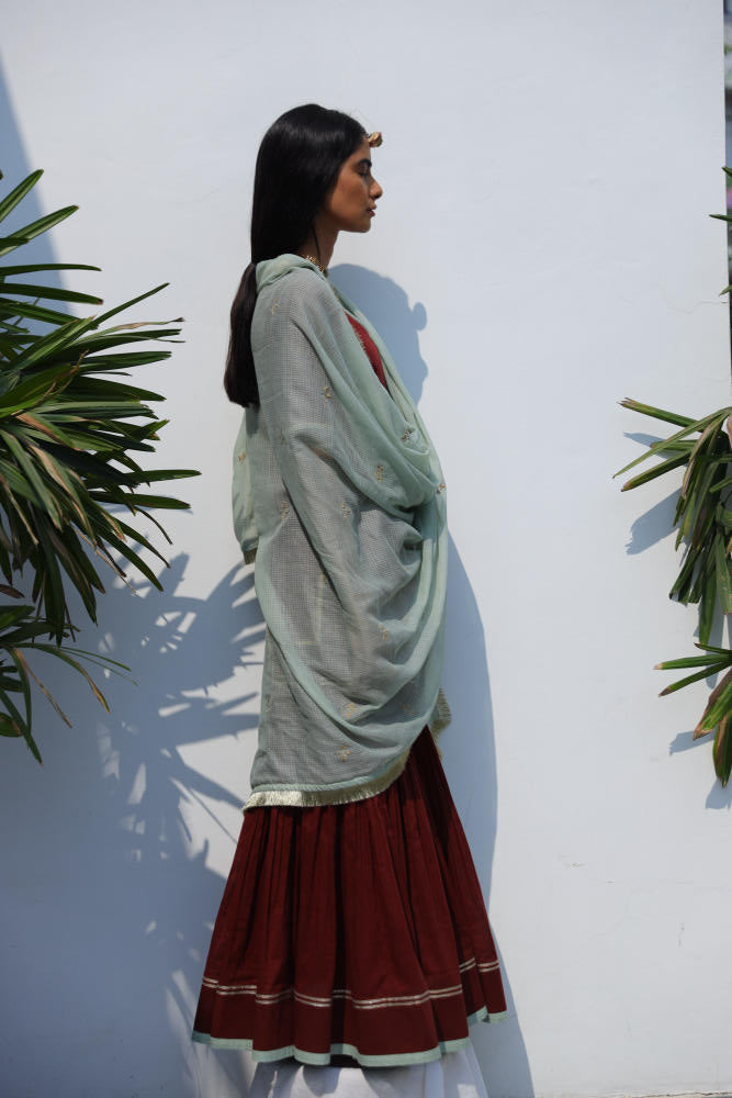 Aftaab sharara set cotton Kurta/Kurta Sets by Khara Kapas in brown for women in Singapore