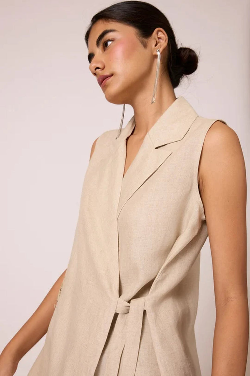 Agapi Top 100% linen top/shirt by The Summer House in beige for women in Singapore