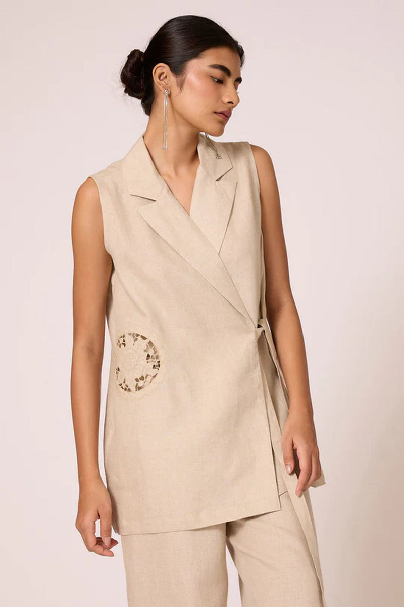 Agapi Top 100% linen top/shirt by The Summer House in beige for women in Singapore