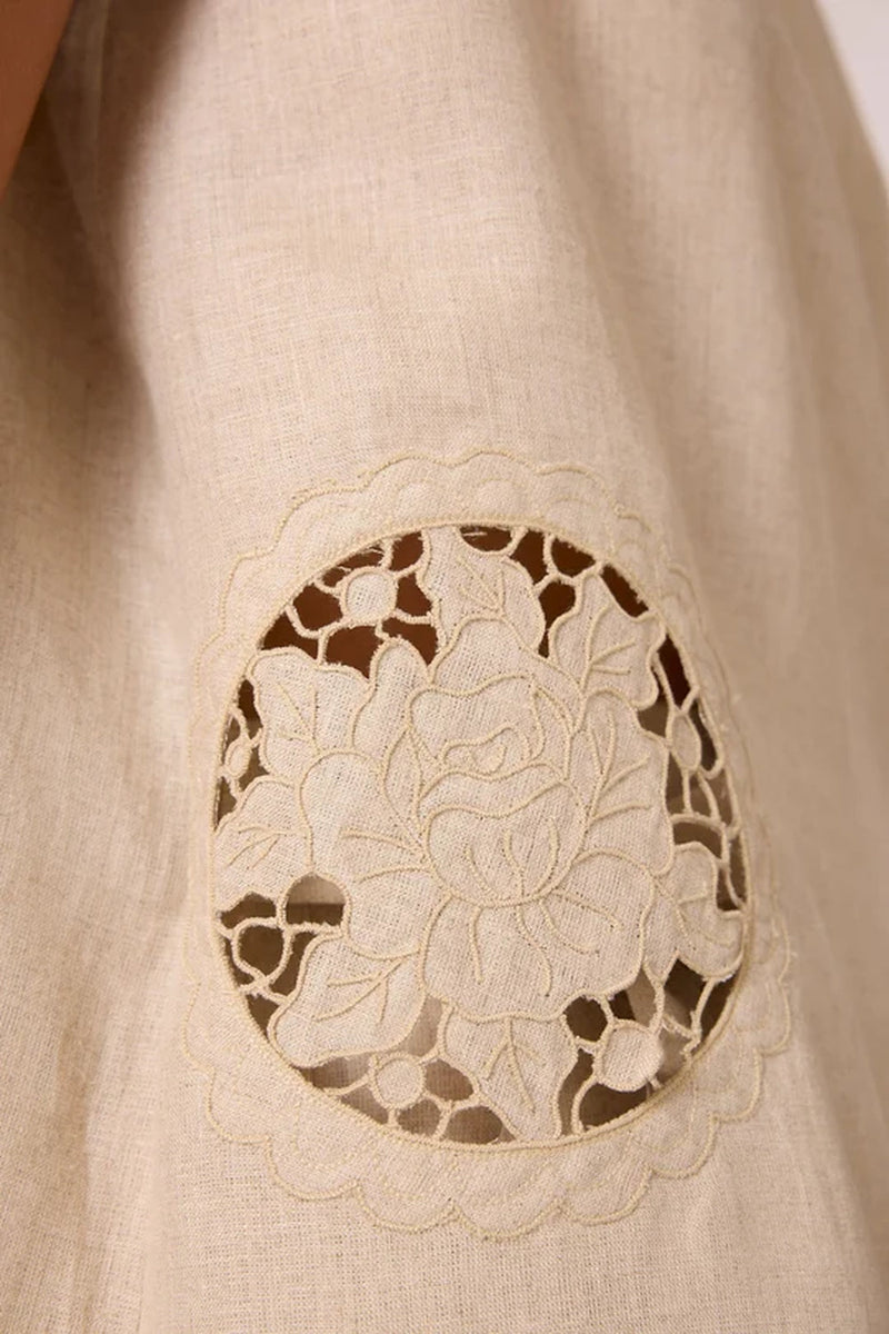 Agapi Top 100% linen top/shirt by The Summer House in beige for women in Singapore