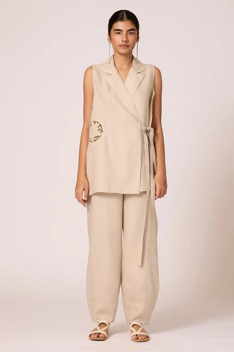 Agapi Top 100% linen top/shirt by The Summer House in beige for women in Singapore
