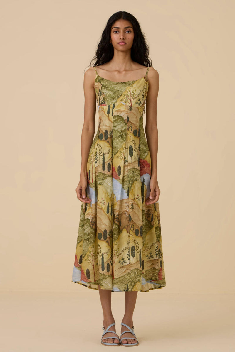 Ai Ochre Print Dress cotton by The Summer House in yellow color for women in Singapore