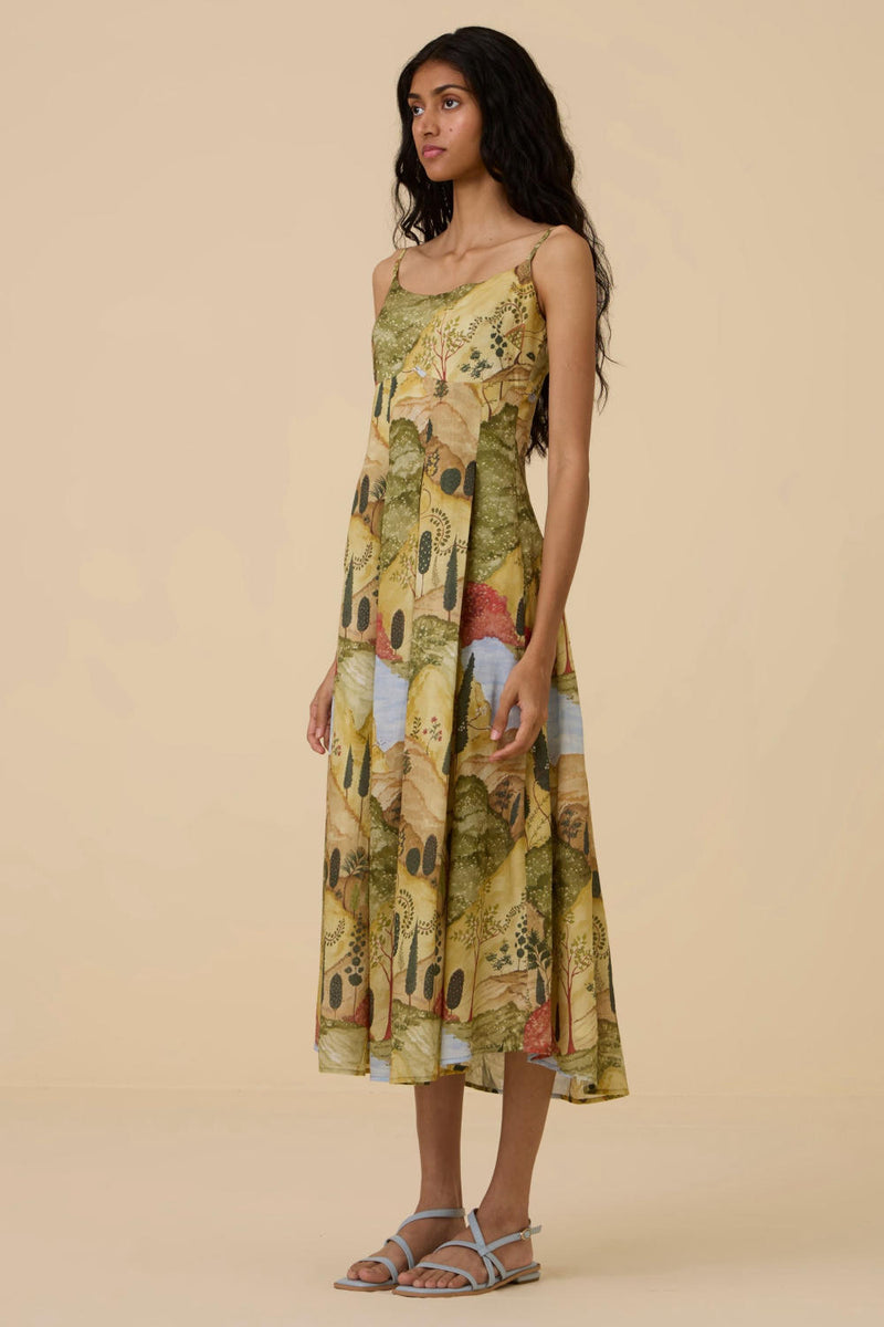 Ai Ochre Print Dress cotton by The Summer House in yellow color for women in Singapore