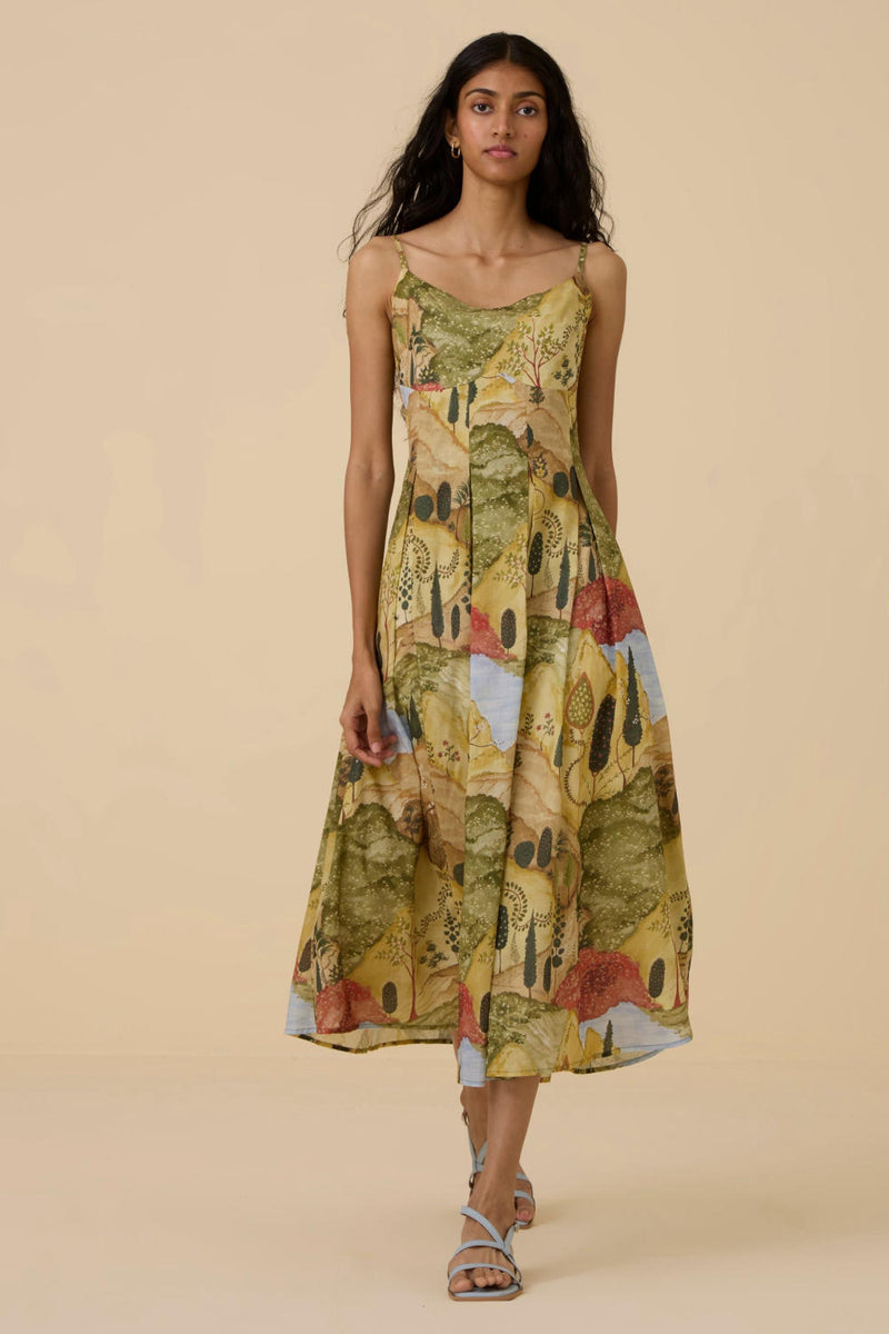 Ai Ochre Print Dress cotton by The Summer House in yellow color for women in Singapore