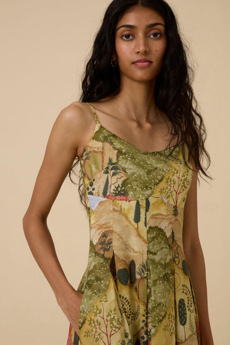 Ai Ochre Print Dress cotton by The Summer House in yellow color for women in Singapore