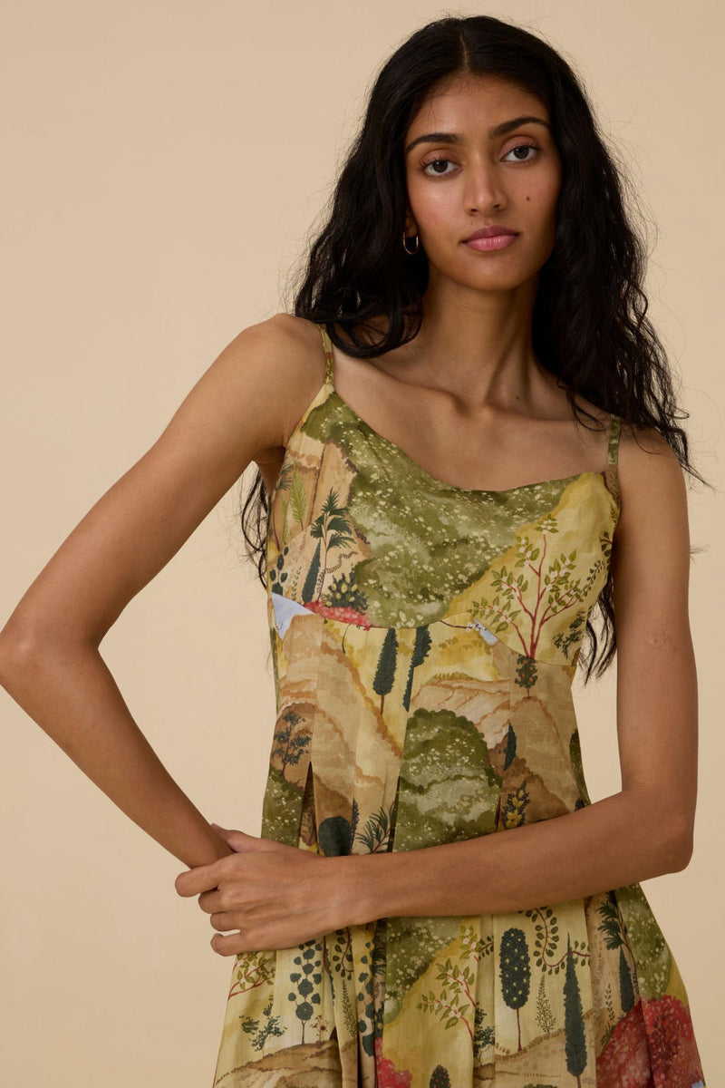 Ai Ochre Print Dress cotton by The Summer House in yellow color for women in Singapore
