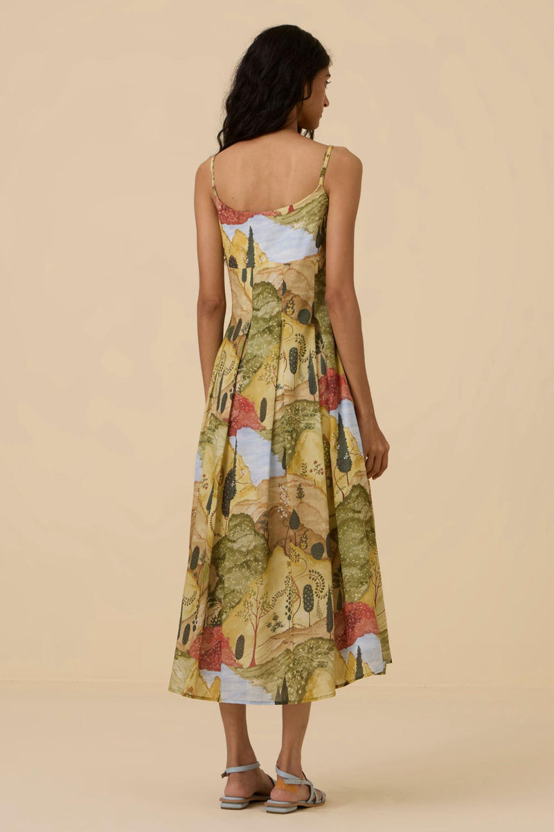 Ai Ochre Print Dress cotton by The Summer House in yellow color for women in Singapore