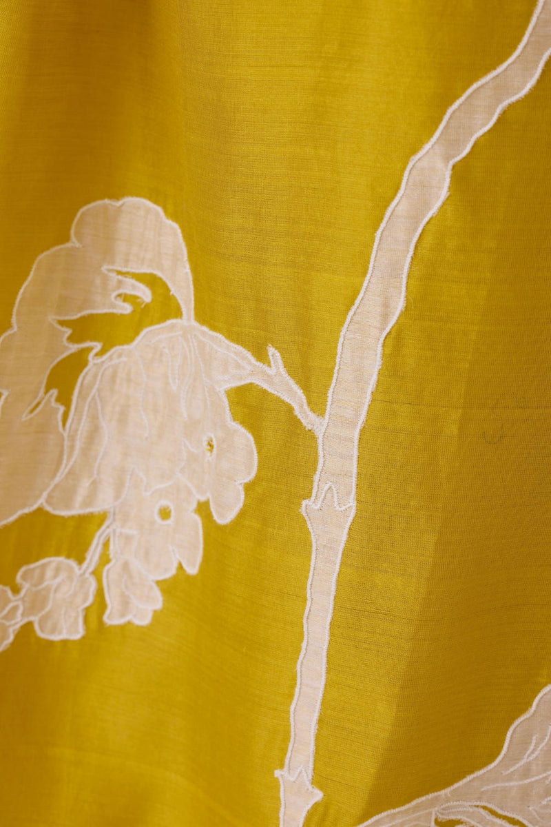 Aira Yellow Handwoven Embroidered Dress chanderi by The Summer House in yellow color for women in Singapore