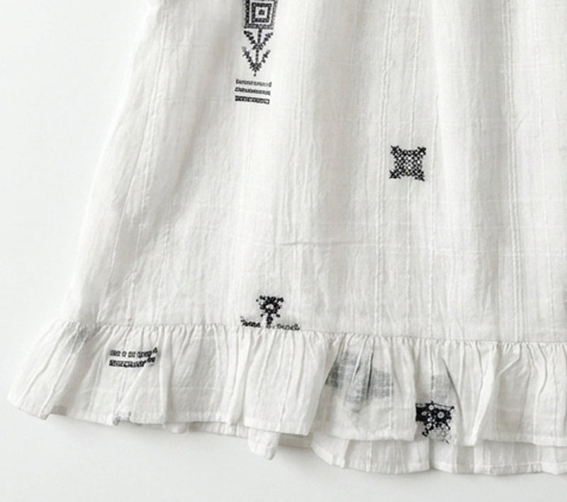 Alice Top-White Jamdani cotton jamdani top/shirt by World of Crow in white for women in Singapore