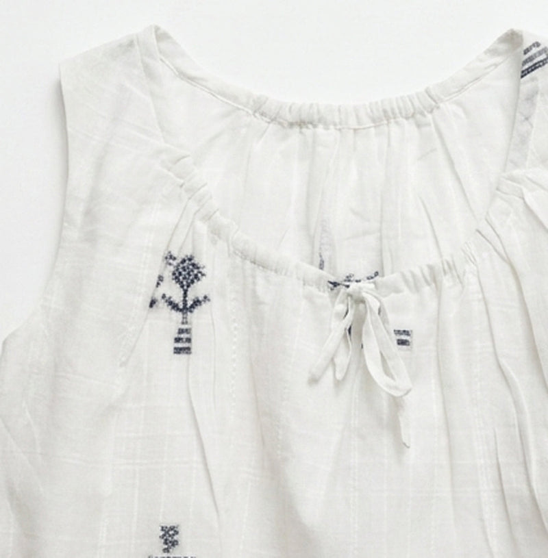 Alice Top-White Jamdani cotton jamdani top/shirt by World of Crow in white for women in Singapore