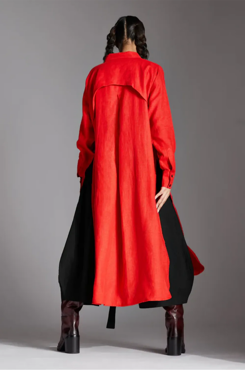 Alin Shirt in Linen-Red linen by Chola in red color for women in Singapore