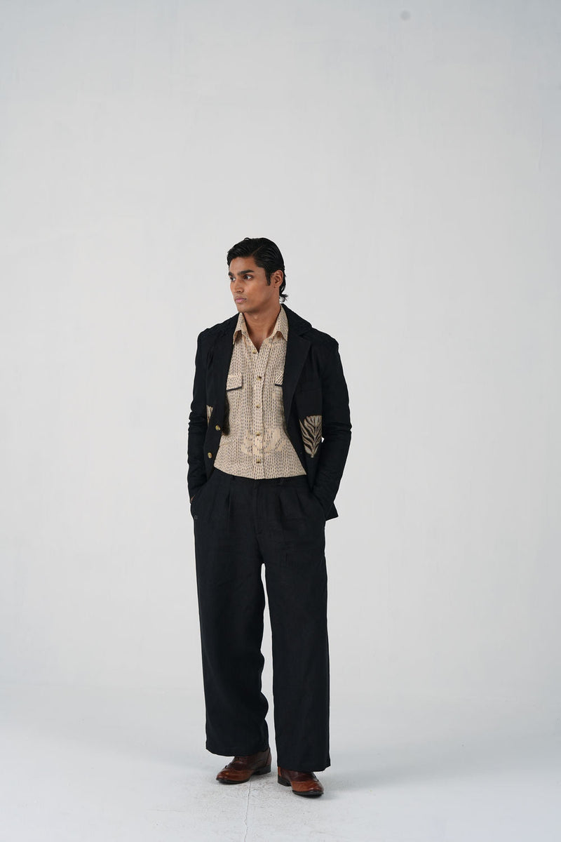 Harlem Blazer Set-Bouquet Applique linen co-ord set by CORD MEN in multi-color for men in Singapore