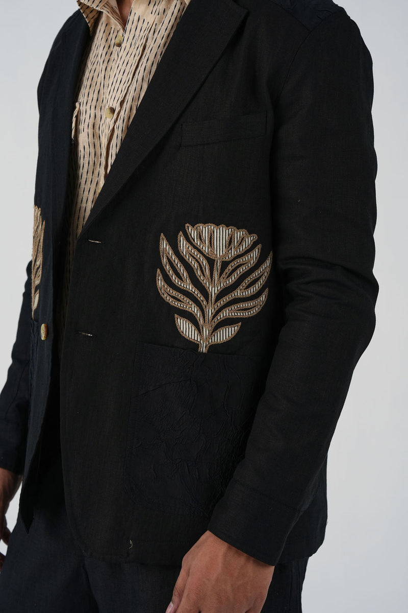 Harlem Blazer-Bouquet Applique linen jacket by CORD MEN in multi-color for men in Singapore