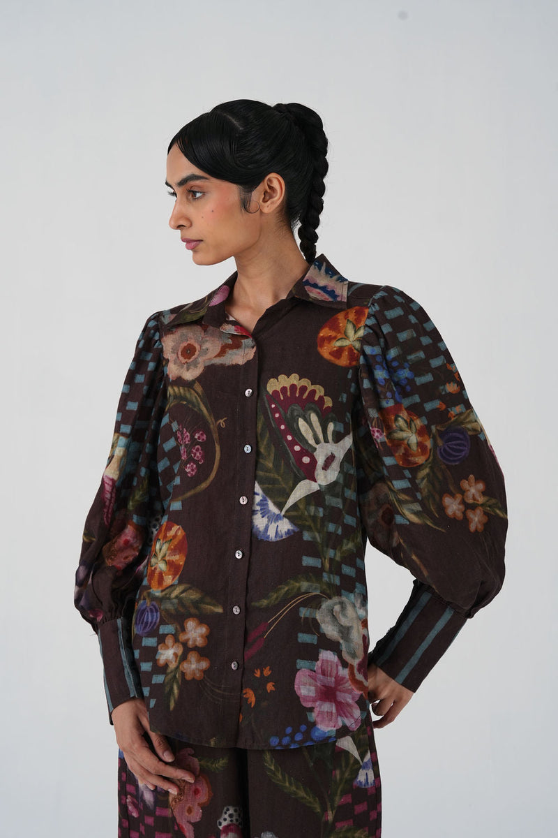 Lily Top-Floret linen top and shirts by CORD in multi-color for women in Singapore
