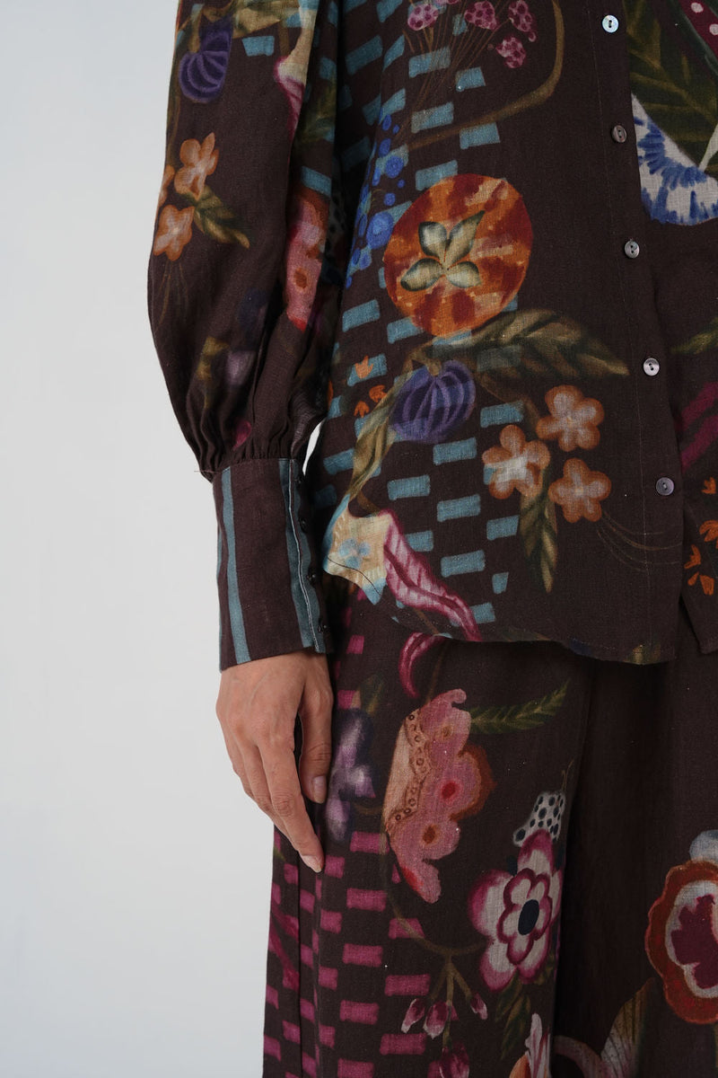 Lily Top-Floret linen top and shirts by CORD in multi-color for women in Singapore