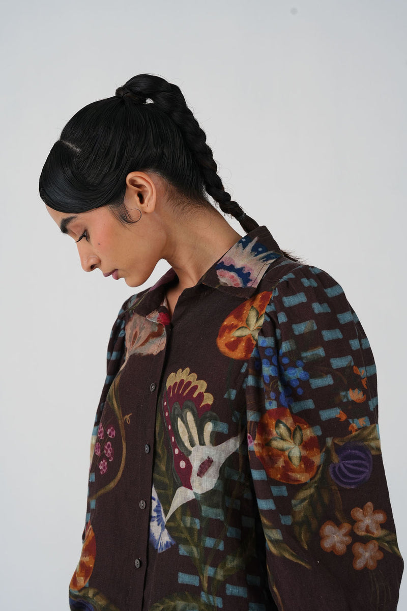 Lily Top-Floret linen top and shirts by CORD in multi-color for women in Singapore