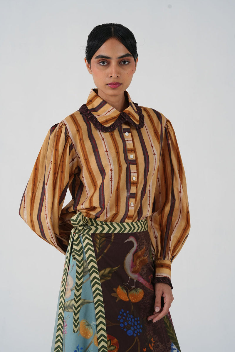 80'S Shirt-70'S Striper cotton top/shirt by CORD in multi-color for women in Singapore