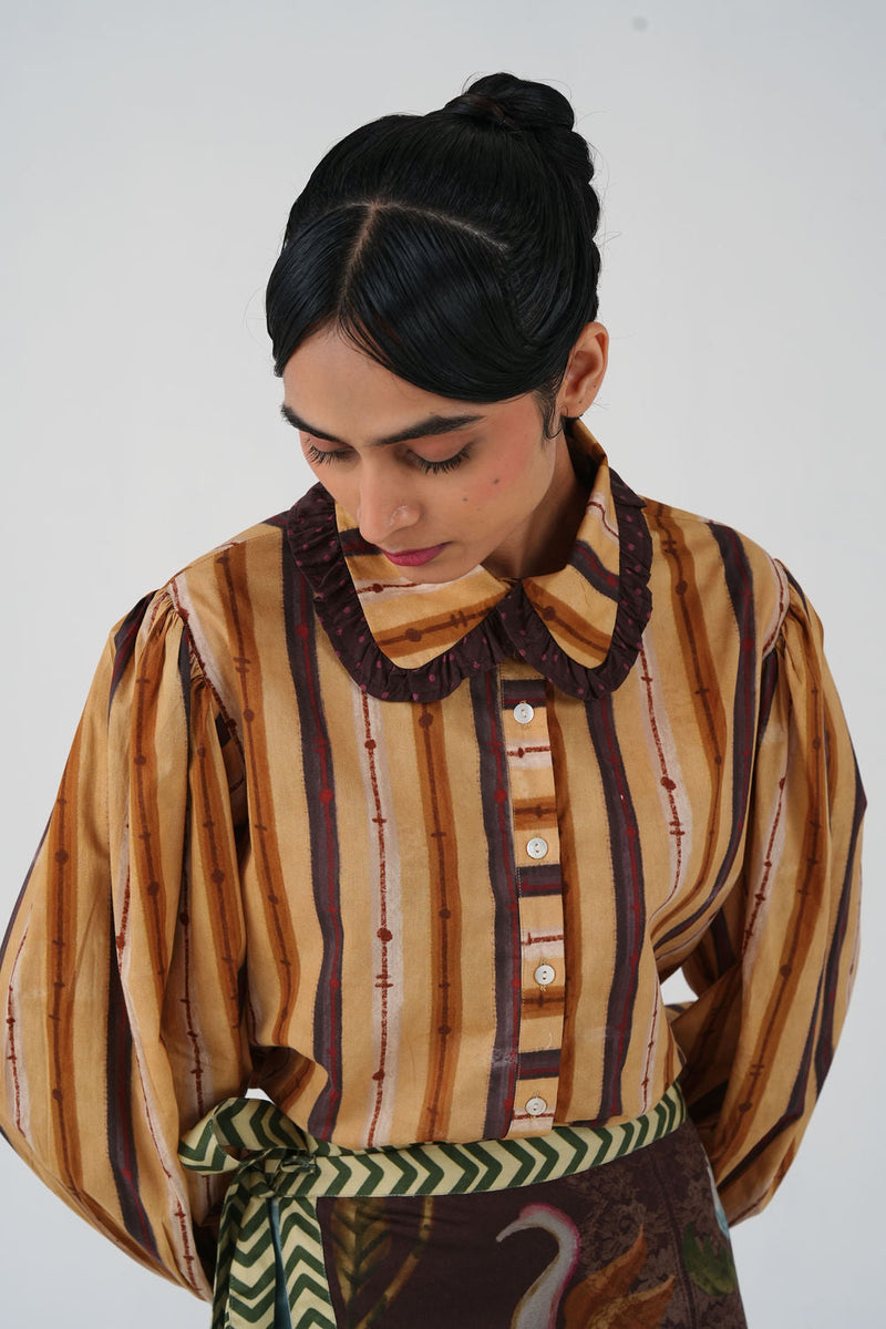 80'S Shirt-70'S Striper cotton top/shirt by CORD in multi-color for women in Singapore