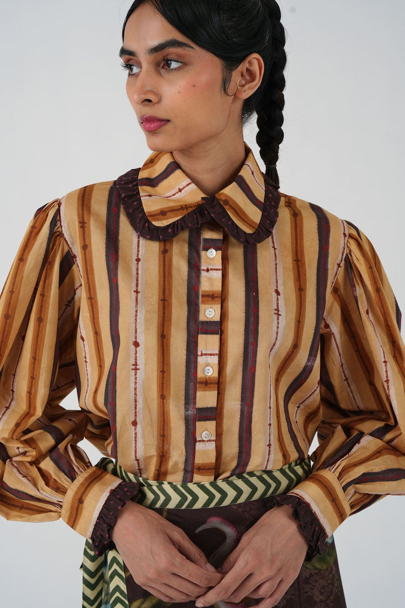 80'S Shirt-70'S Striper cotton top/shirt by CORD in multi-color for women in Singapore