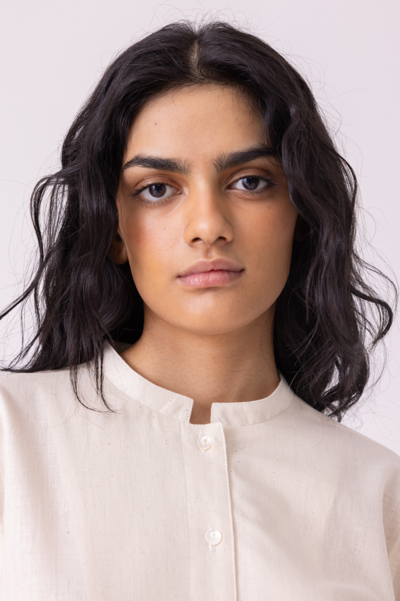 Alma Off White Handwoven Shacket cotton by The Summer House for women in Singapore