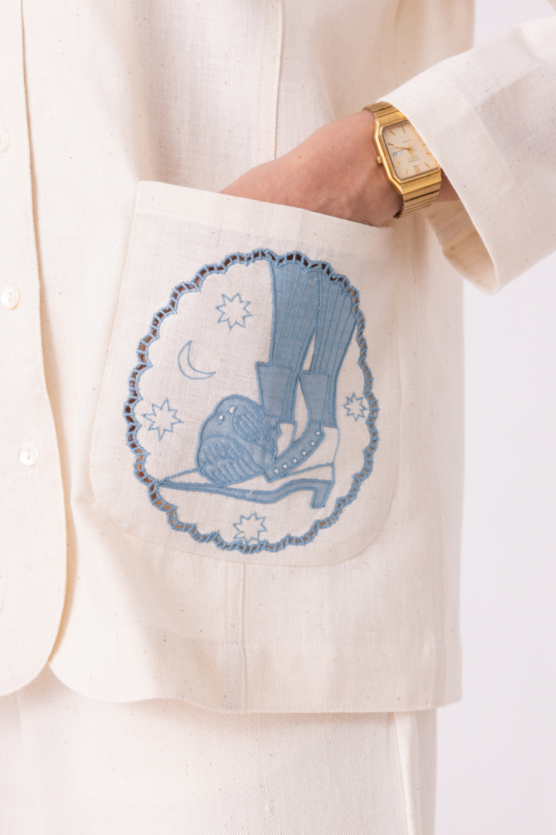 Alma Off White Handwoven Shacket cotton by The Summer House for women in Singapore