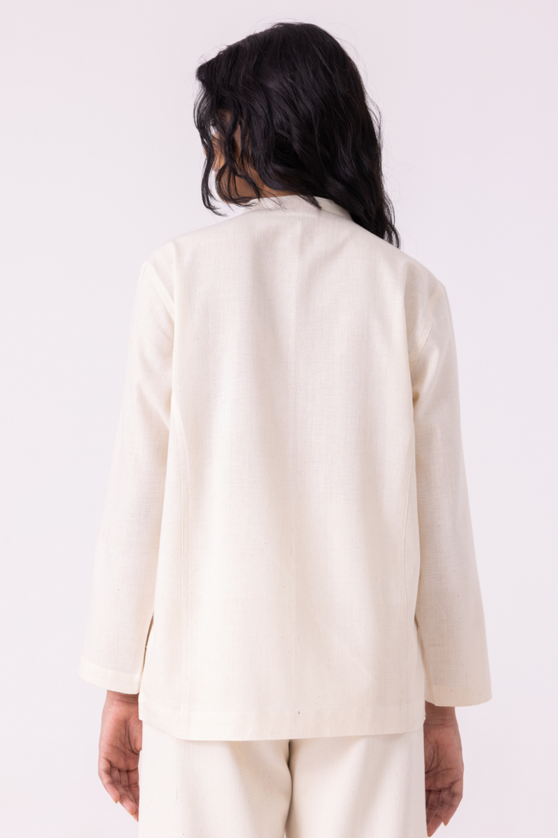 Alma Off White Handwoven Shacket cotton by The Summer House for women in Singapore