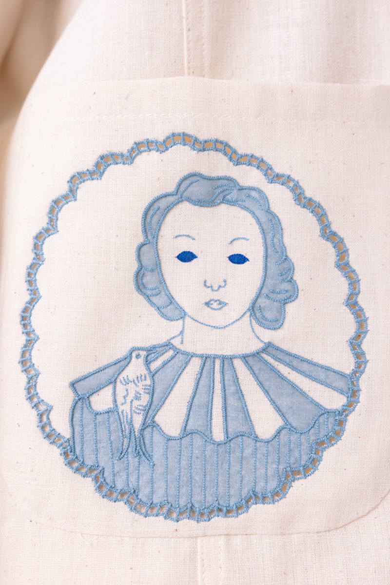 Alma Off White Handwoven Shacket cotton by The Summer House for women in Singapore