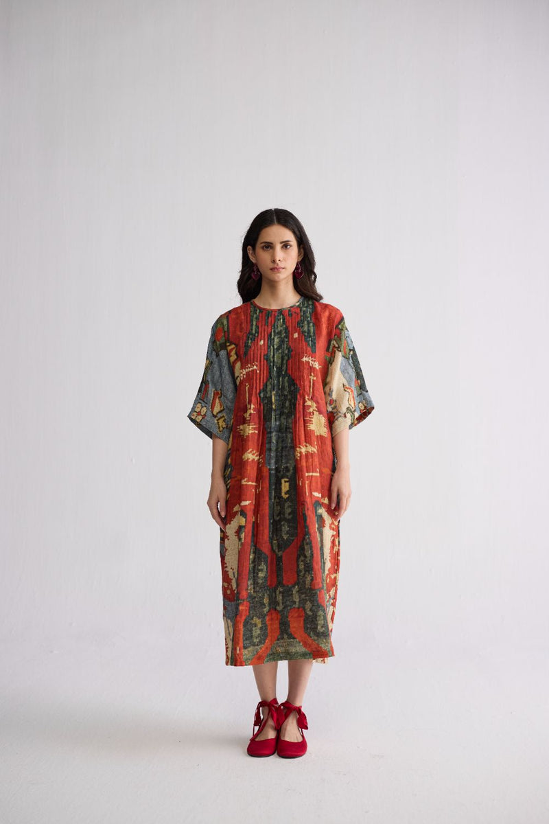 ALO LINEN PINTUCKS DRESS linen dress by YAM in multicolor for women in Singapore