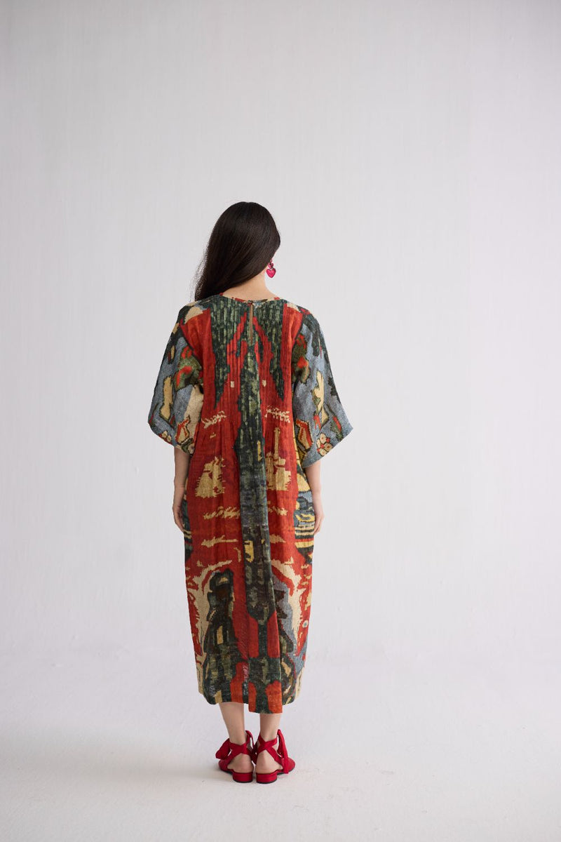 ALO LINEN PINTUCKS DRESS linen dress by YAM in multicolor for women in Singapore